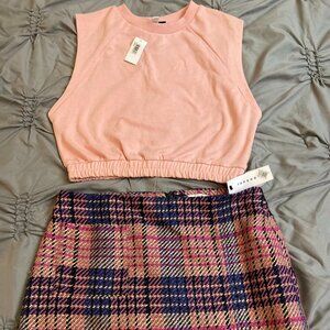 TOP SHOP CROP SWEAT SHIRT AND TOP SHOP TWEED SKIRT